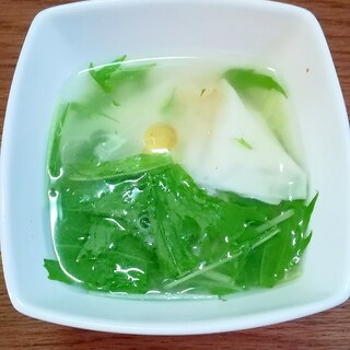 たっぷり水菜のワンタンスープ